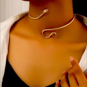 Flexible gold plated snake necklace